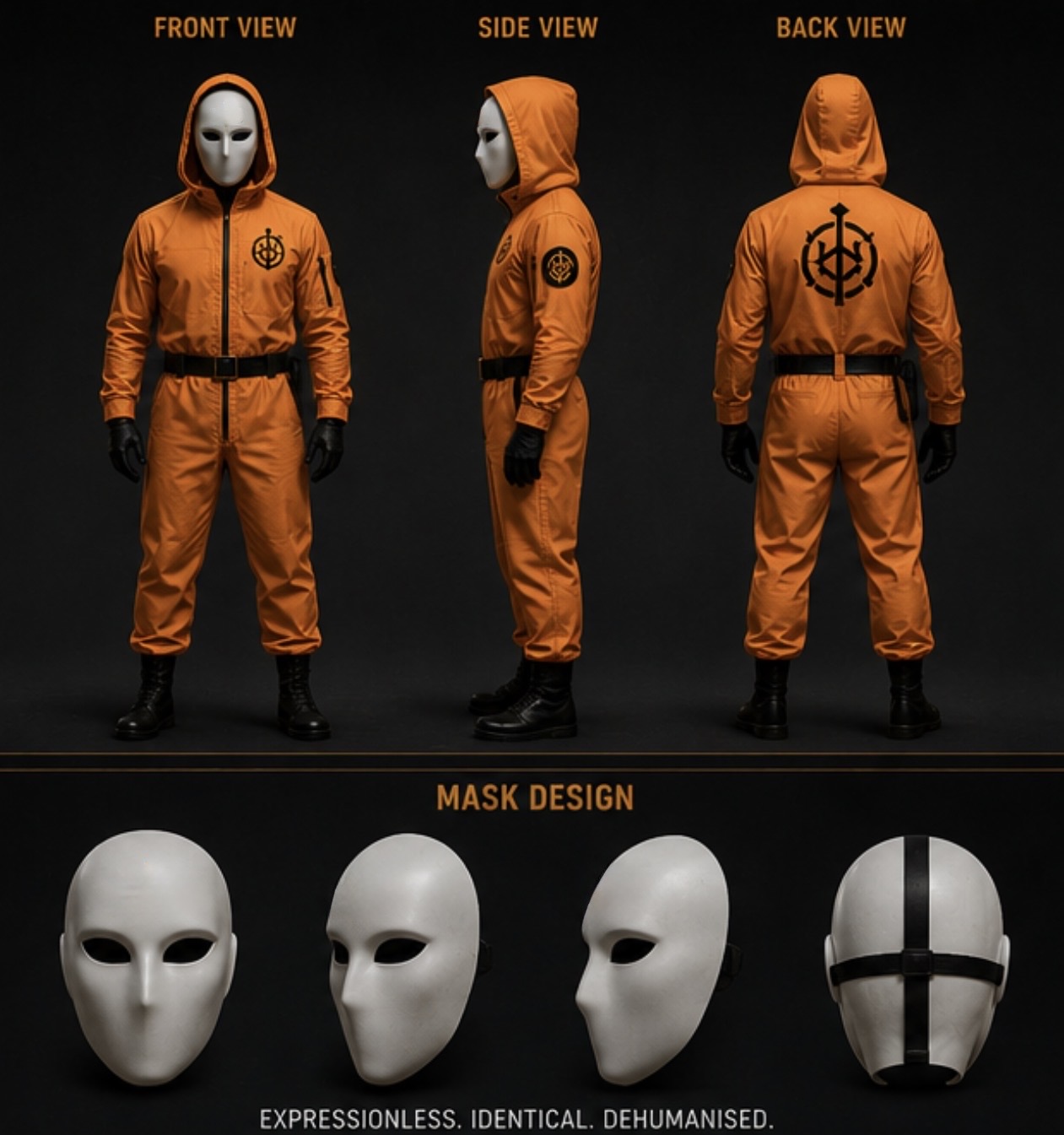 LEVEL 777 guard in orange jumpsuit with white expressionless mask